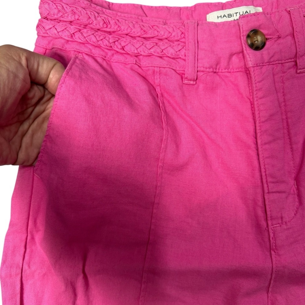 NWT New Habitual Linen Cotton Cropped Kick Flare Pink Pants Size 28'' - Picture 10 of 10